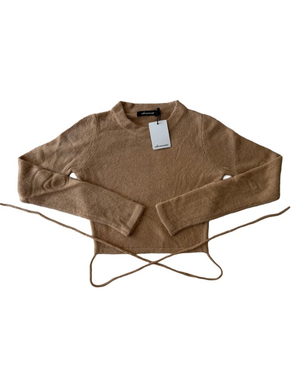 Olivaceous Tan Open-Back Tie Sweater S-L NWT - Picture 2 of 3